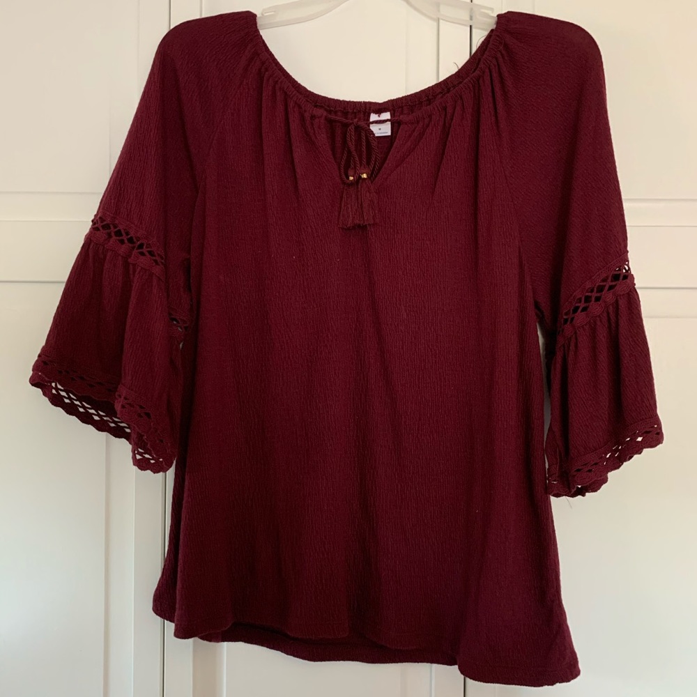 Burgundy flowy shirt
